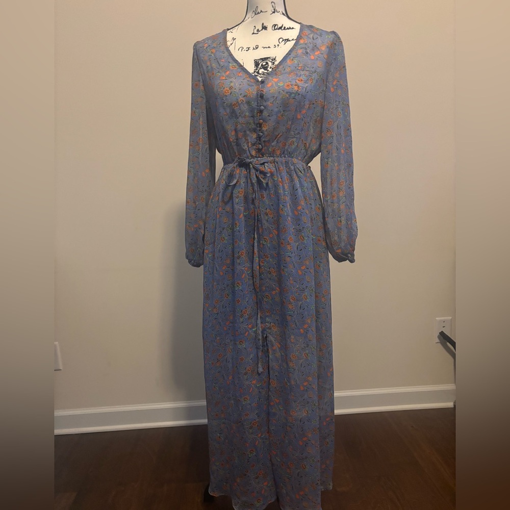 Chic Long Sleeve Floral Dress